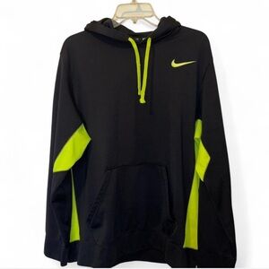Nike Black Therma-Fit hoodie with lime Green size large